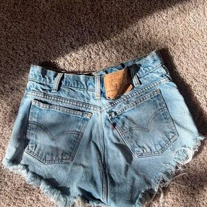 Levi's Light Blue Jean Shorts with Distressed Hem